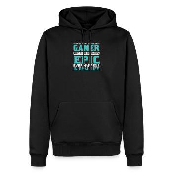 Gamer Episch Im Echtem Leben - Männer Premium Bio Hoodie - Schwarz - Vorne - Nico (187cm)