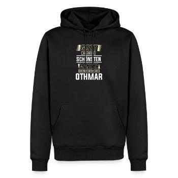 Othmar, le plus bel homme, façonné par Dieu Design - Sweat à capuche Premium bio Homme - noir - Devant - Nico (187cm)