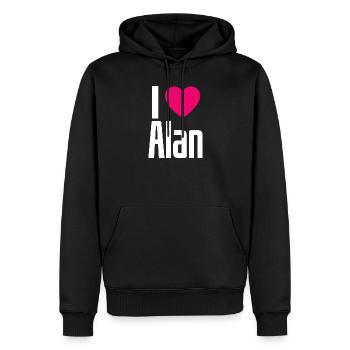 I Love Alan Pink Heart I Love Alan - Men’s Premium Organic Hoodie - black - Front - Nico (187cm)