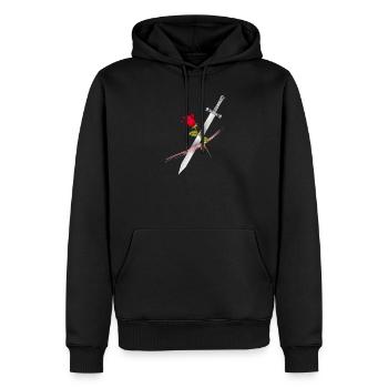 Épée à la rose – Puissance symbolique et élégance - Sweat à capuche Premium bio Homme - noir - Devant - Nico (187cm)