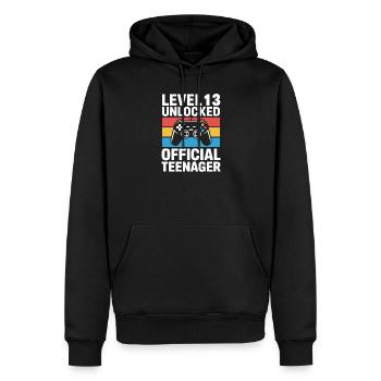 Level 13 freigeschalteter offizieller Teenager - Männer Premium Bio Hoodie - Schwarz - Vorne - Nico (187cm)