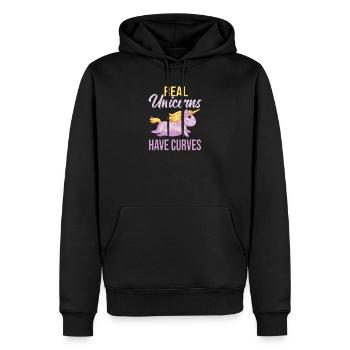Real Unicorns have curves - Männer Premium Bio Hoodie - Schwarz - Vorne - Nico (187cm)