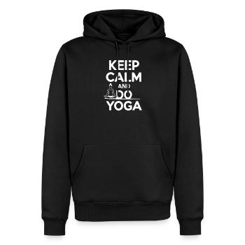 Bleib ruhig und mach Yoga - Männer Premium Bio Hoodie - Schwarz - Vorne - Nico (187cm)