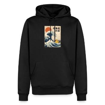 Grande vague japonaise de canard en caoutchouc style Hokkaido - Sweat à capuche Premium bio Homme - noir - Devant - Nico (187cm)