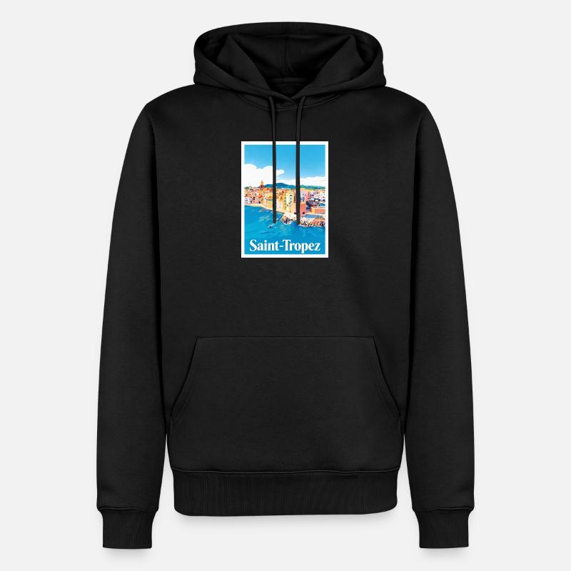 Saint-Tropez Côte d'Azur - Sweat à capuche Premium bio Homme - noir
