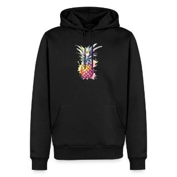 Aquarelle à l’ananas - Sweat à capuche Premium bio Homme - noir - Devant - Nico (187cm)