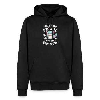 Axolotl hat meine Hausaufgaben gefressen. - Männer Premium Bio Hoodie - Schwarz - Vorne - Nico (187cm)