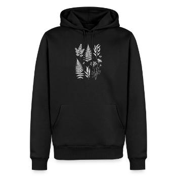 Silhouettes botaniques en blanc - Sweat à capuche Premium bio Homme - noir - Devant - Nico (187cm)
