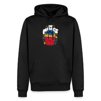 In Movies We Trust Cinema Popcorn - Men’s Premium Organic Hoodie - black - Front - Nico (187cm)
