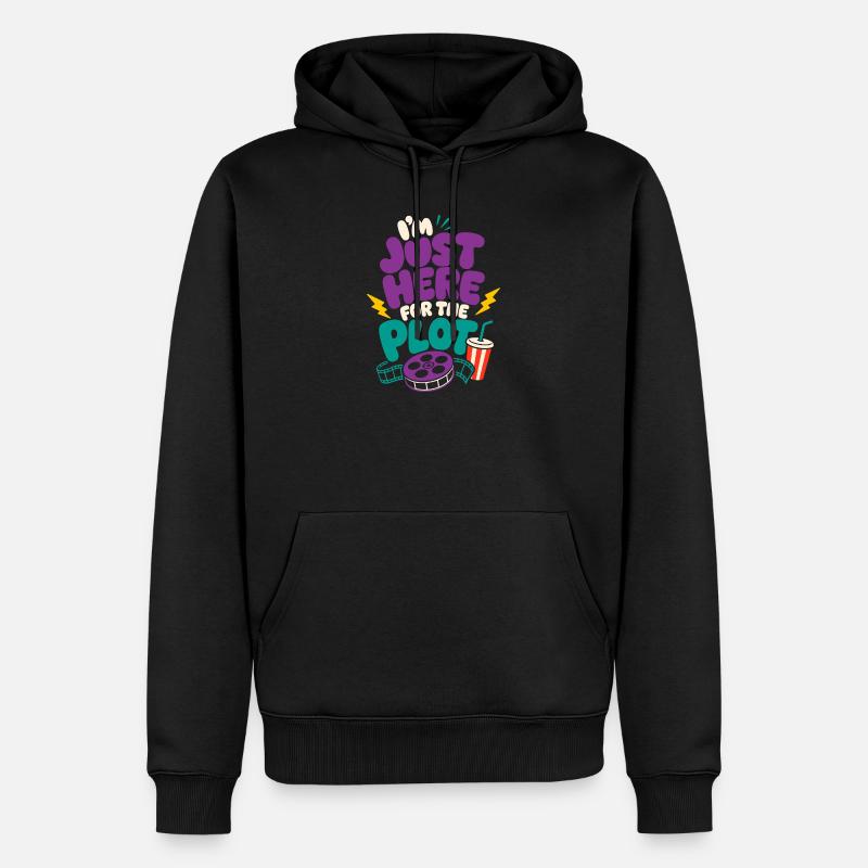 Just Here For The Plot - Männer Premium Bio Hoodie - Schwarz