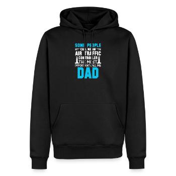 Contrôle aérien Papa - Sweat à capuche Premium bio Homme - noir - Devant - Nico (187cm)