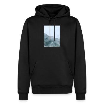 Paysage brouillard de la montagne Brumeuse - Sweat à capuche Premium bio Homme - noir - Devant - Nico (187cm)