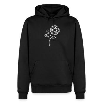 Sunflower One Line Floral Motif - Men’s Premium Organic Hoodie - black - Front - Nico (187cm)