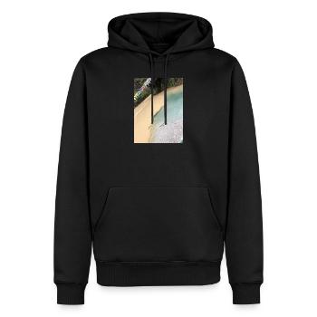 Plage tropicale aux drapeaux colorés - Sweat à capuche Premium bio Homme - noir - Devant - Nico (187cm)