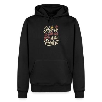 Camping-car - La maison, c’est là où tu la gares - Sweat à capuche Premium bio Homme - noir - Devant - Nico (187cm)