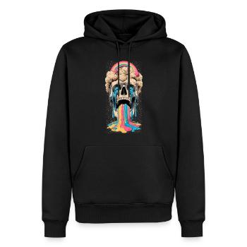 Arc-en-ciel du crâne psychédélique - Sweat à capuche Premium bio Homme - noir - Devant - Nico (187cm)