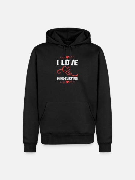 Love Windsurfing Hearts - Männer Premium Bio Hoodie - Schwarz
