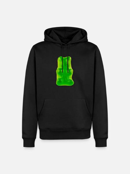 Gummibär grün / Gorß und lecker - Männer Premium Bio Hoodie - Schwarz
