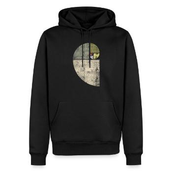 Distressed Fibonacci Spirale - Männer Premium Bio Hoodie - Schwarz - Vorne - Nico (187cm)