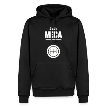 Boite Meca - Sweat à capuche Premium bio Homme - noir - Devant - Nico (187cm)