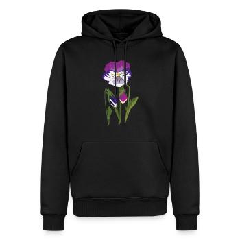 Fleur de violette - Sweat à capuche Premium bio Homme - noir - Devant - Nico (187cm)
