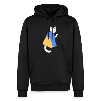 Cat under flag montre où le navire russe doit aller - Sweat à capuche Premium bio Homme - noir - Devant - Nico (187cm)