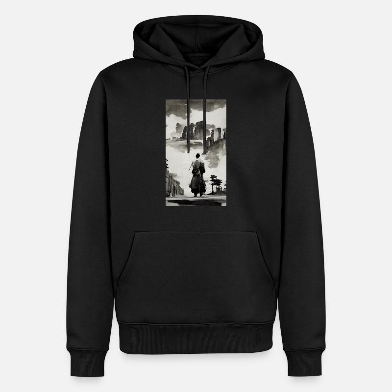 Samurai Japanisch Dunkel - Männer Premium Bio Hoodie - Schwarz