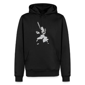 Kendo Figur - TUSCHE - Männer Premium Bio Hoodie - Schwarz - Vorne - Nico (187cm)