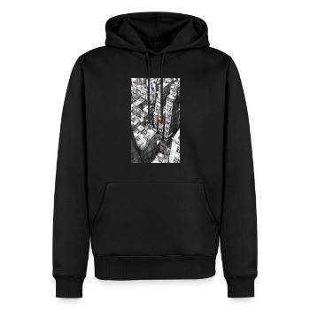 Graphic Novel style City - Men’s Premium Organic Hoodie - black - Front - Nico (187cm)