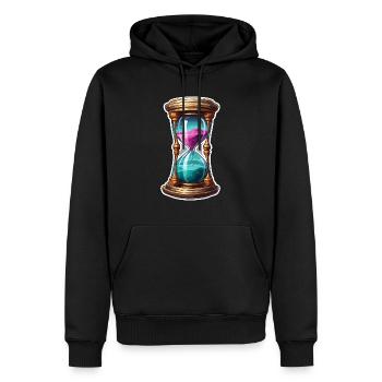 Sanduhr / Zeitmesser / Antik /Sandkörner / Ablauf - Männer Premium Bio Hoodie - Schwarz - Vorne - Nico (187cm)