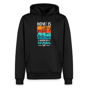 Train Railway Railway Trains Train drivers - Men’s Premium Organic Hoodie - black - Front - Nico (187cm)