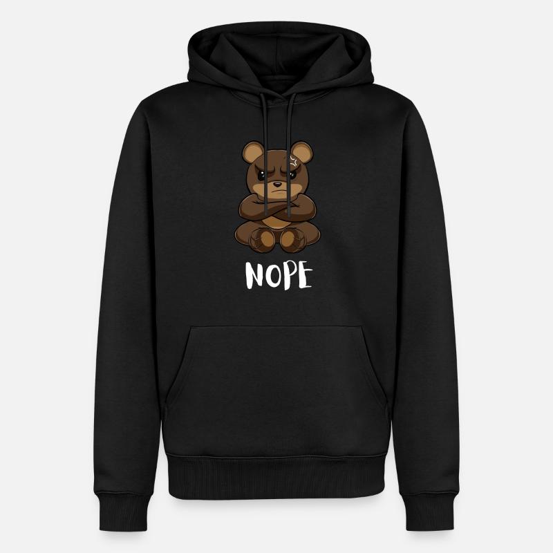 Nope Drôle d’ours paresseux - Sweat à capuche Premium bio Homme - noir