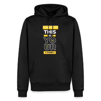 This is your time - Men’s Premium Organic Hoodie - black - Front - Nico (187cm)