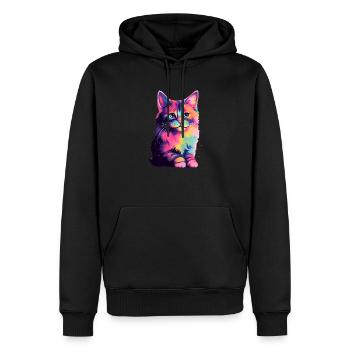 Universe Cat - Männer Premium Bio Hoodie - Schwarz - Vorne - Nico (187cm)