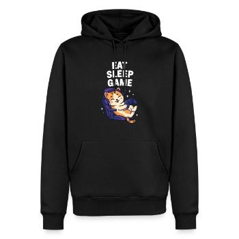 Funny Gamer Cat Illustration - Men’s Premium Organic Hoodie - black - Front - Nico (187cm)