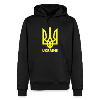 Ukraine - Männer Premium Bio Hoodie - Schwarz - Vorne - Nico (187cm)