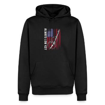 Plus de basse - pas d’aigus - contrebasse pour musiciens - Sweat à capuche Premium bio Homme - noir - Devant - Nico (187cm)