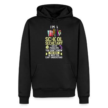 Secrétaire d’école Secrétariat de l’école Bureau du personnel - Sweat à capuche Premium bio Homme - noir - Devant - Nico (187cm)