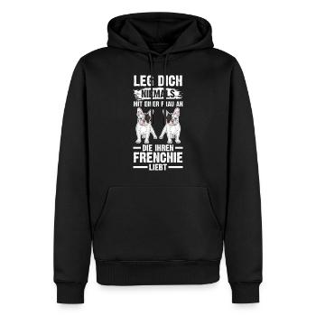 Hund Frenchie - Männer Premium Bio Hoodie - Schwarz - Vorne - Nico (187cm)