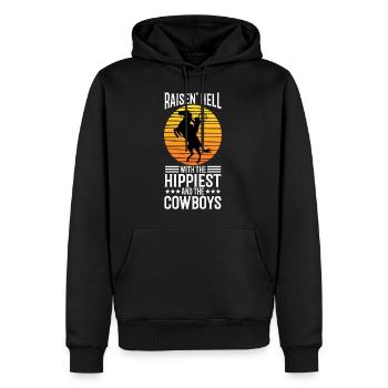 Raisin' Hell With The Hippies And The Cowboys - Männer Premium Bio Hoodie - Schwarz - Vorne - Nico (187cm)