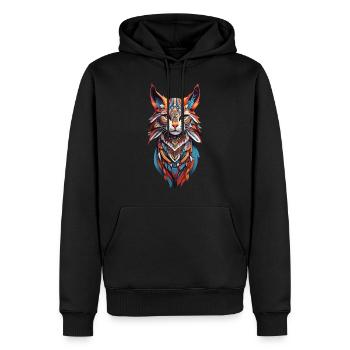 Boho Wildkatzen Spirit Design - Männer Premium Bio Hoodie - Schwarz - Vorne - Nico (187cm)