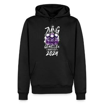 Crâne d’enterrement de vie de garçon 2024 - Sweat à capuche Premium bio Homme - noir - Devant - Nico (187cm)