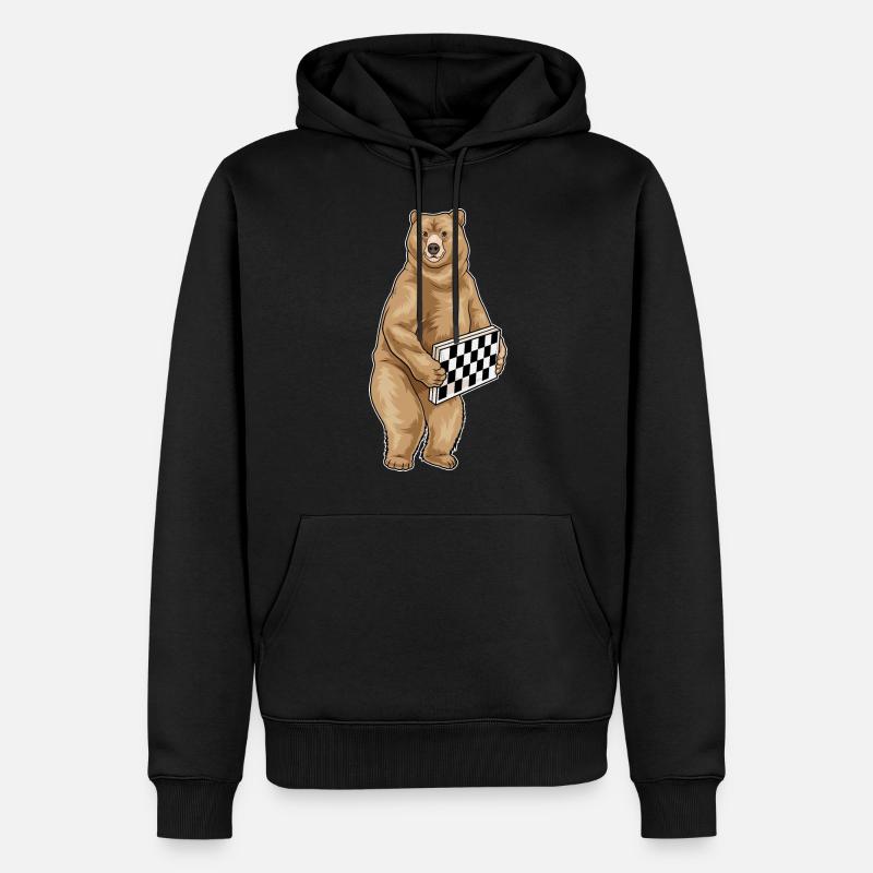 Ours Échiquier Echecs - Sweat à capuche Premium bio Homme - noir