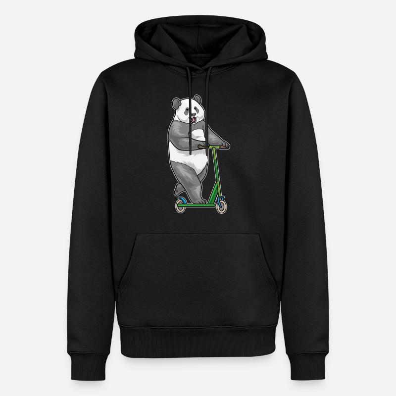 Panda Scooter - Männer Premium Bio Hoodie - Schwarz