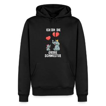 Elefanten Große Schwester - Ich bin der große - Männer Premium Bio Hoodie - Schwarz - Vorne - Nico (187cm)
