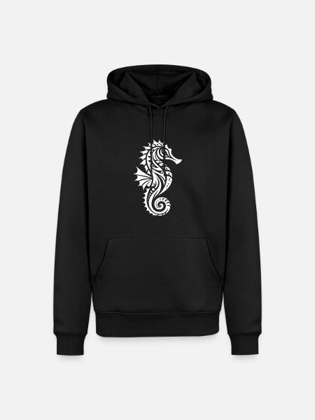 Vesiuintikoulutus Tribal Seahorse tatuointi - Premium luomulaatuinen miesten huppari - musta