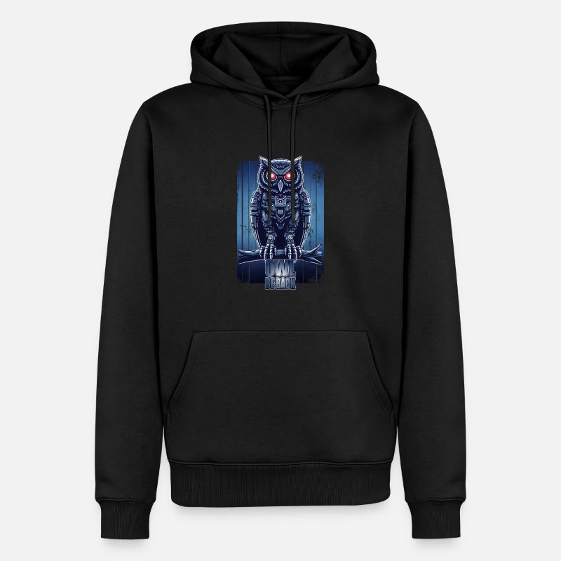 Eule Owl be back - Männer Premium Bio Hoodie - Schwarz