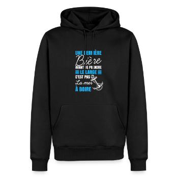 Humour Marin Bière Mer - Sweat à capuche Premium bio Homme - noir - Devant - Nico (187cm)
