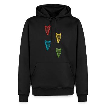 Joueur de harpe Musique de harpe Idée d’instrument à cordes - Sweat à capuche Premium bio Homme - noir - Devant - Nico (187cm)