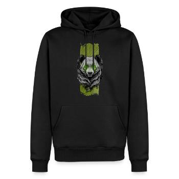 Jade tranquille : Gentil panda aux yeux verts - Sweat à capuche Premium bio Homme - noir - Devant - Nico (187cm)
